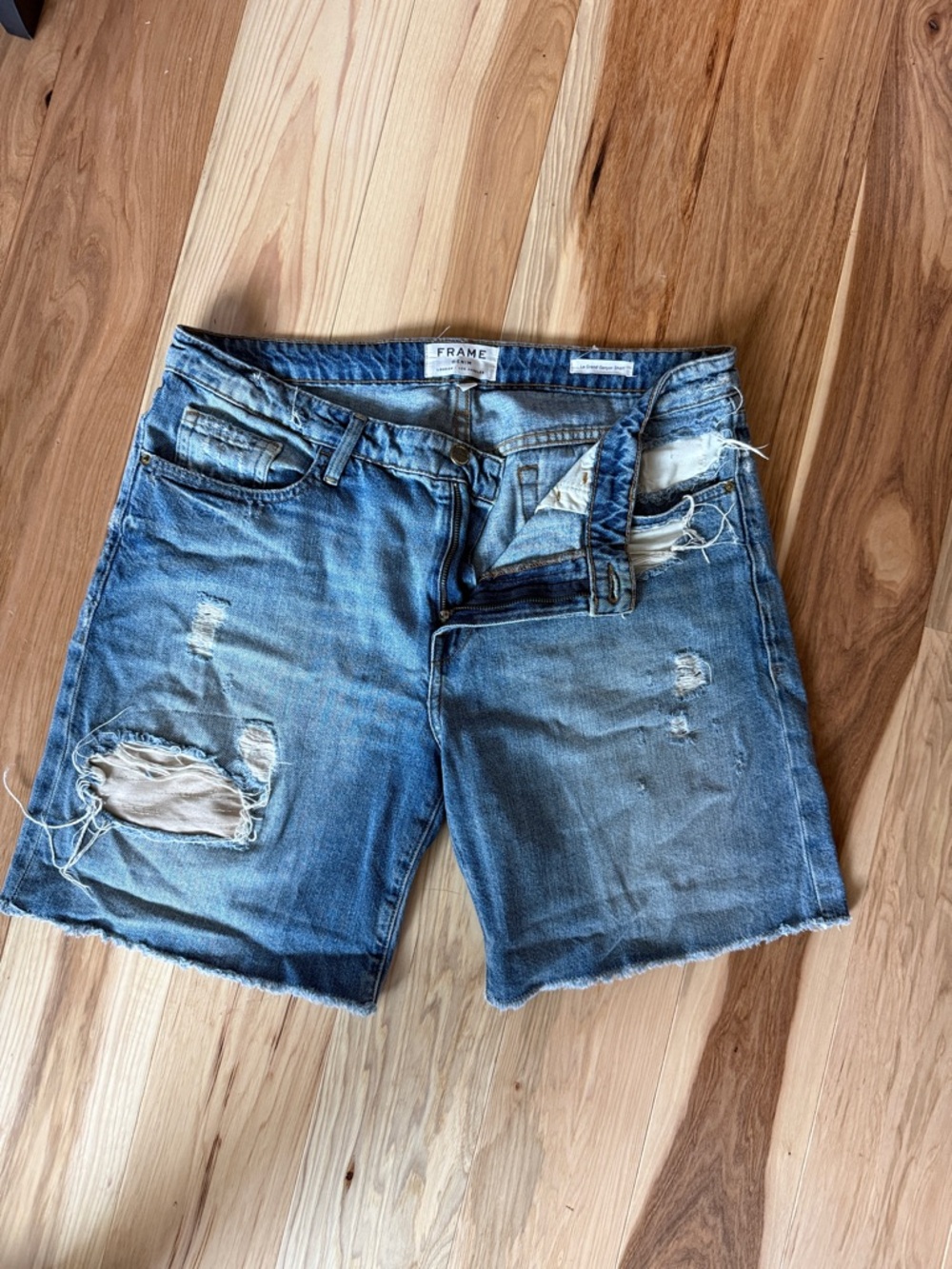 Frame Denim Distressed Blue Cutoff Jean Shorts